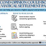 Infographic explaining how a second opinion could boost your viatical settlement payout by helping increase offers, alerting sellers to exclusivity agreements, and preventing over shopping a policy in the market.