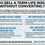 Infographic explaining can you sell a term life insurance policy without converting it first, including the role of conversion privileges and when non-convertible term policies may qualify through a viatical settlement.