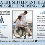 Infographic answering the question “can a life settlement help pay for skilled nursing care?” by outlining what skilled nursing includes and how life settlement funds can help cover those costs.