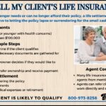 How do I sell my client's life insurance policy? Infographic outlining eligibility, process steps, agent considerations, and benefits