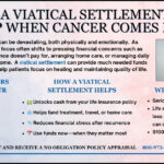 Infographic explaining how a viatical settlement can help when cancer comes back, highlighting common recurring cancers, financial challenges, and eligibility criteria for accessing funds.