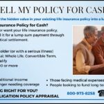 Infographic explaining how to sell my policy for cash, including eligibility criteria and policy types that qualify.