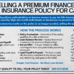 Infographic detailing the process, benefits, and qualifications for selling a premium financed life insurance policy for cash