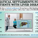 Infographic explaining how viatical settlements for patients with liver disease can provide funds for treatment, highlighting qualifying conditions, common medical expenses, and how a life insurance policy can be converted into cash.